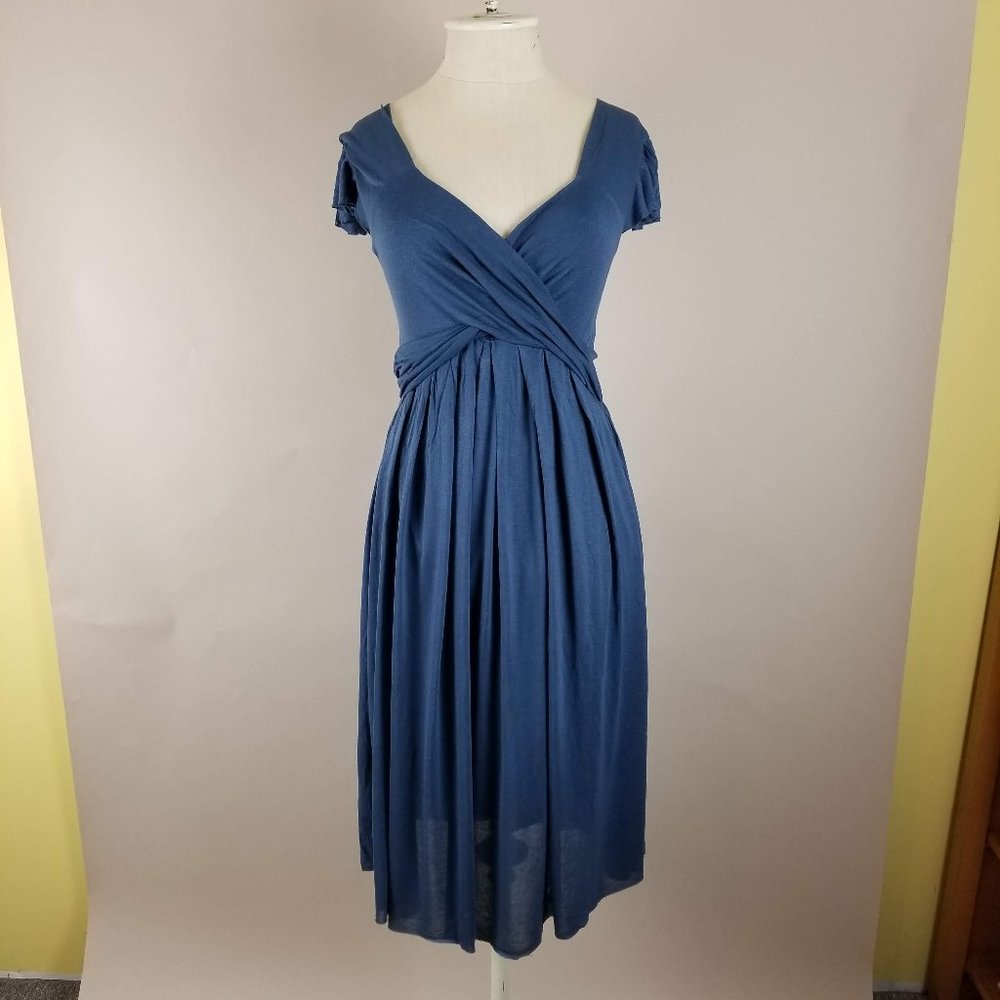 Matty M Romantic Blue Flutter Sleeve Dress